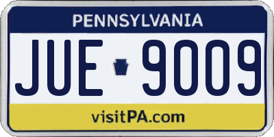 PA license plate JUE9009