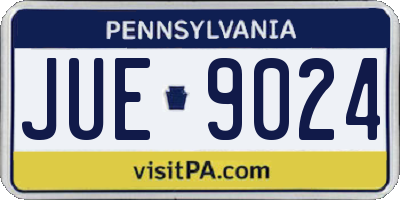 PA license plate JUE9024