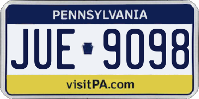 PA license plate JUE9098