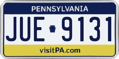 PA license plate JUE9131
