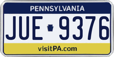 PA license plate JUE9376