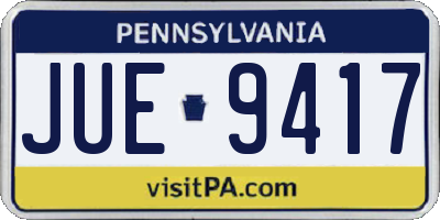 PA license plate JUE9417