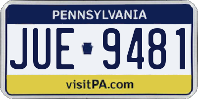 PA license plate JUE9481