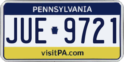 PA license plate JUE9721