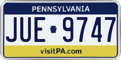 PA license plate JUE9747
