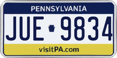 PA license plate JUE9834