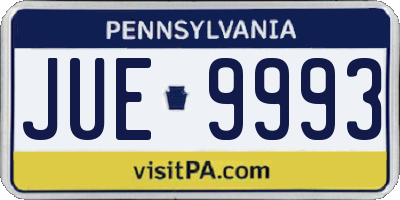 PA license plate JUE9993