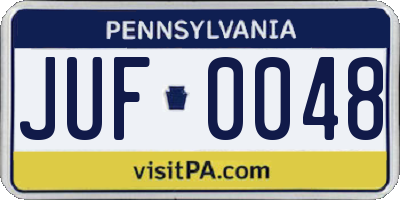 PA license plate JUF0048