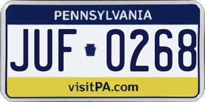 PA license plate JUF0268