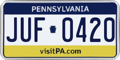 PA license plate JUF0420