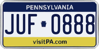 PA license plate JUF0888