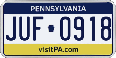 PA license plate JUF0918