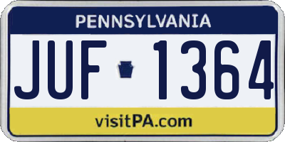 PA license plate JUF1364