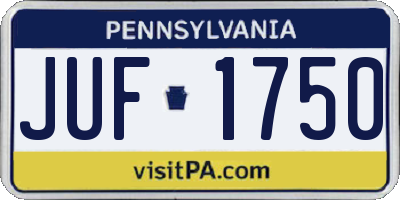 PA license plate JUF1750