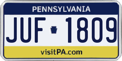 PA license plate JUF1809