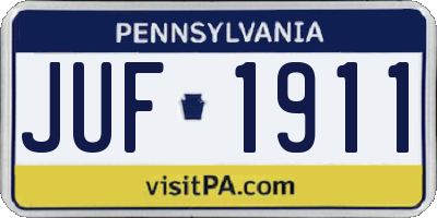 PA license plate JUF1911