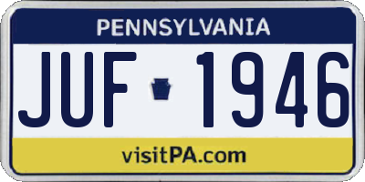 PA license plate JUF1946