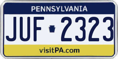 PA license plate JUF2323