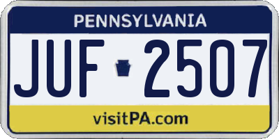 PA license plate JUF2507