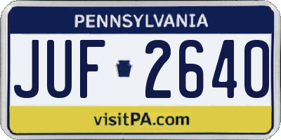 PA license plate JUF2640