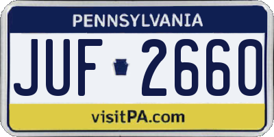 PA license plate JUF2660