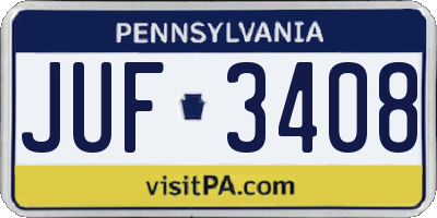 PA license plate JUF3408