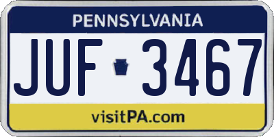 PA license plate JUF3467