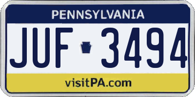 PA license plate JUF3494