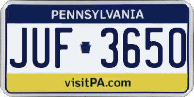 PA license plate JUF3650