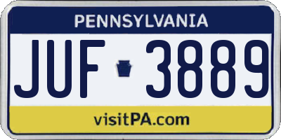 PA license plate JUF3889
