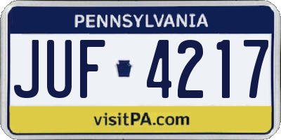 PA license plate JUF4217