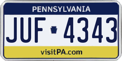 PA license plate JUF4343