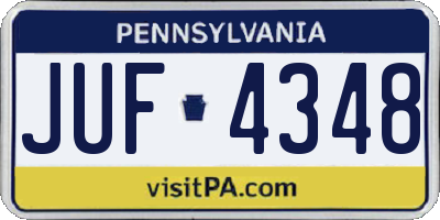PA license plate JUF4348