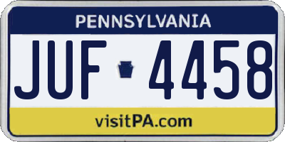 PA license plate JUF4458