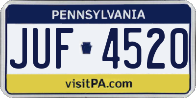PA license plate JUF4520
