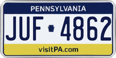 PA license plate JUF4862