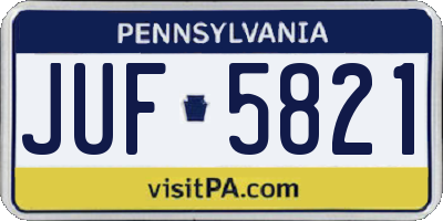 PA license plate JUF5821