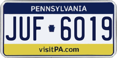 PA license plate JUF6019