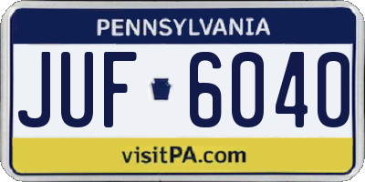 PA license plate JUF6040