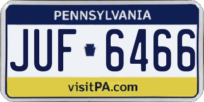 PA license plate JUF6466