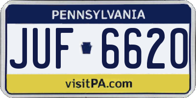 PA license plate JUF6620