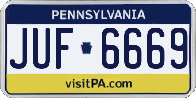 PA license plate JUF6669