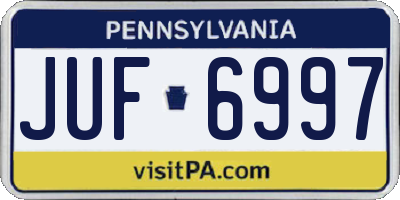 PA license plate JUF6997