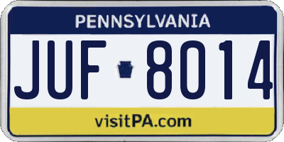 PA license plate JUF8014