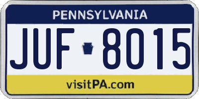 PA license plate JUF8015