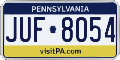 PA license plate JUF8054