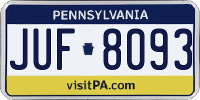 PA license plate JUF8093