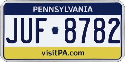 PA license plate JUF8782