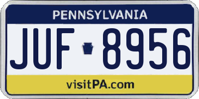 PA license plate JUF8956