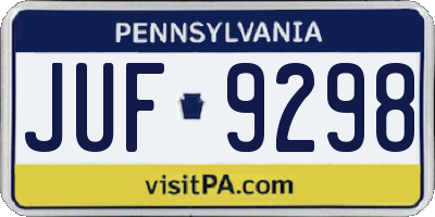 PA license plate JUF9298